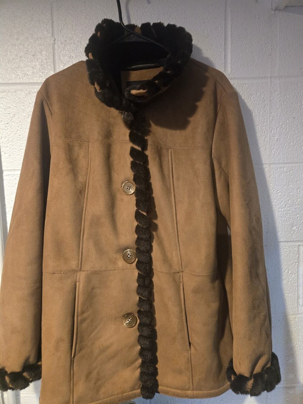 Jones New York Womens Brown Faux Suede Coat M Used Good Condition